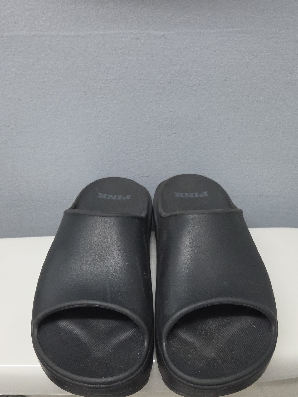 Pink Victoria's Secret Black Slide Sandals - PINK Logo